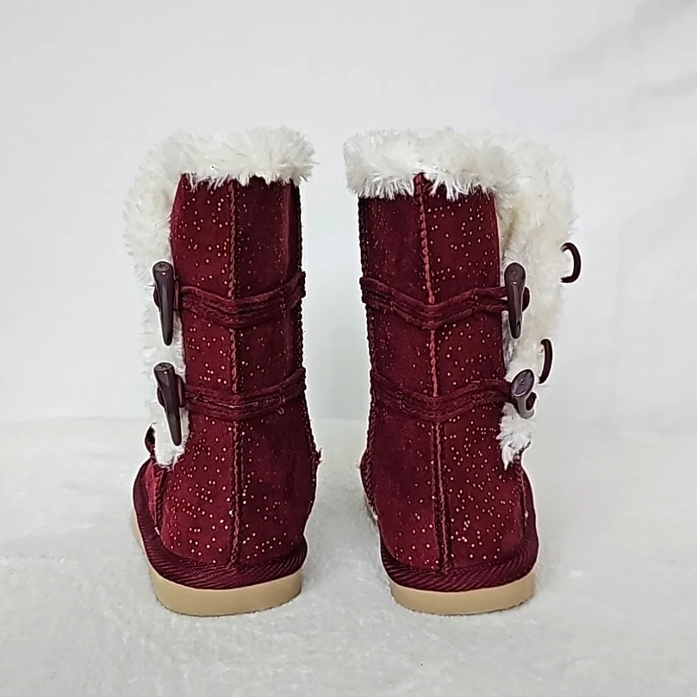 OLD NAVY | Burgundy Wine Sparkle Toggle Baby Winter Boots - Picture 2 of 6